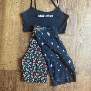 2 biker shorts w/ crop top !